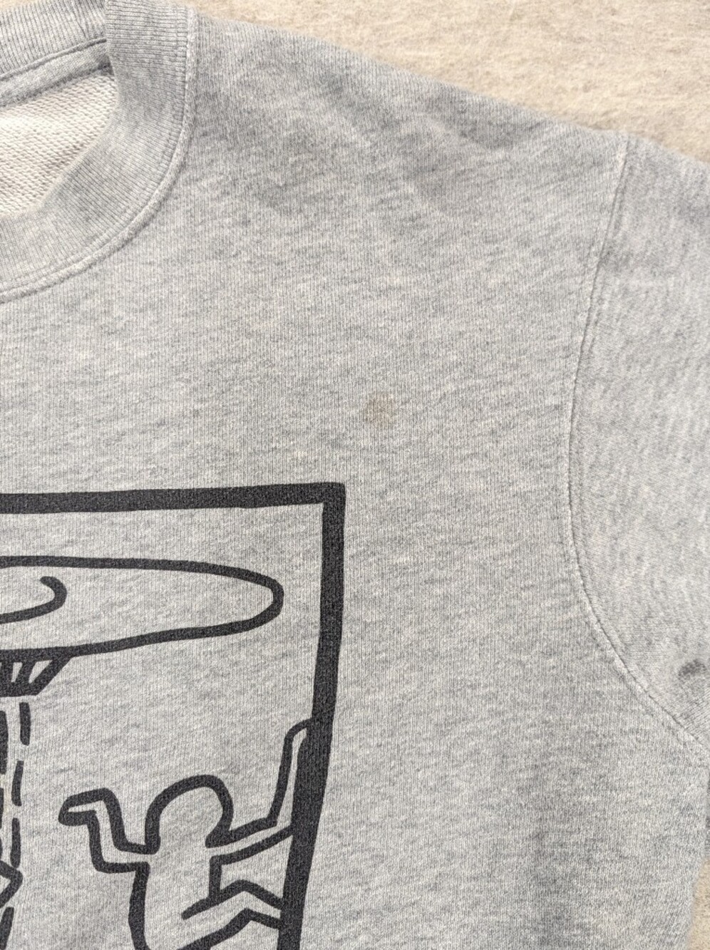 Keith Haring Gray Jersey Knit Alien Cartoon Uniqlo 1982 Fun Graphic M - Picture 12 of 12